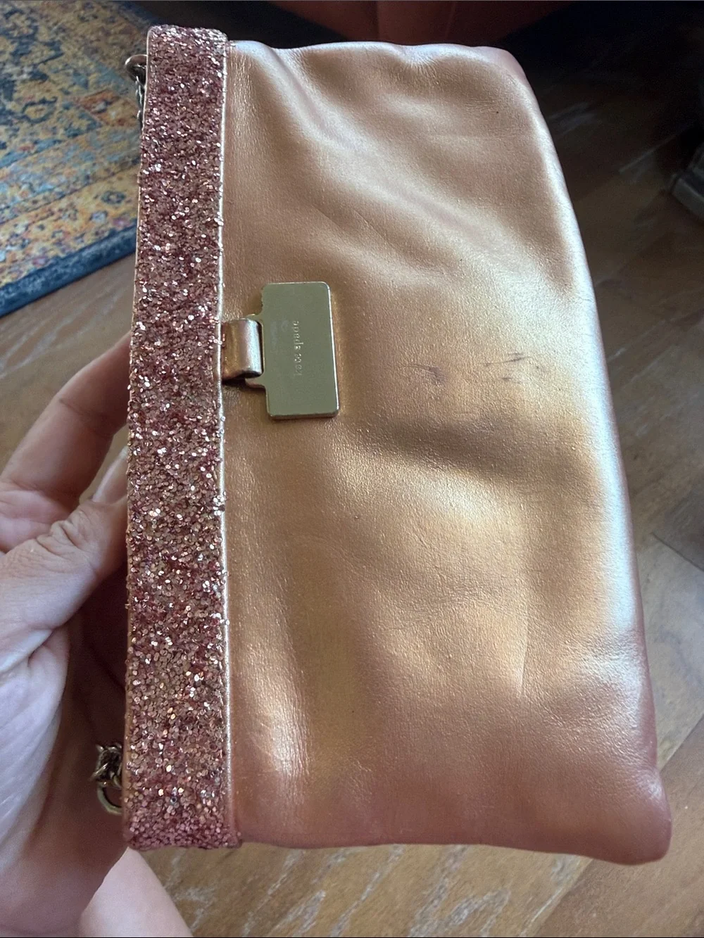 Vintage glitter Kate spade mini Penelope chain purse copper